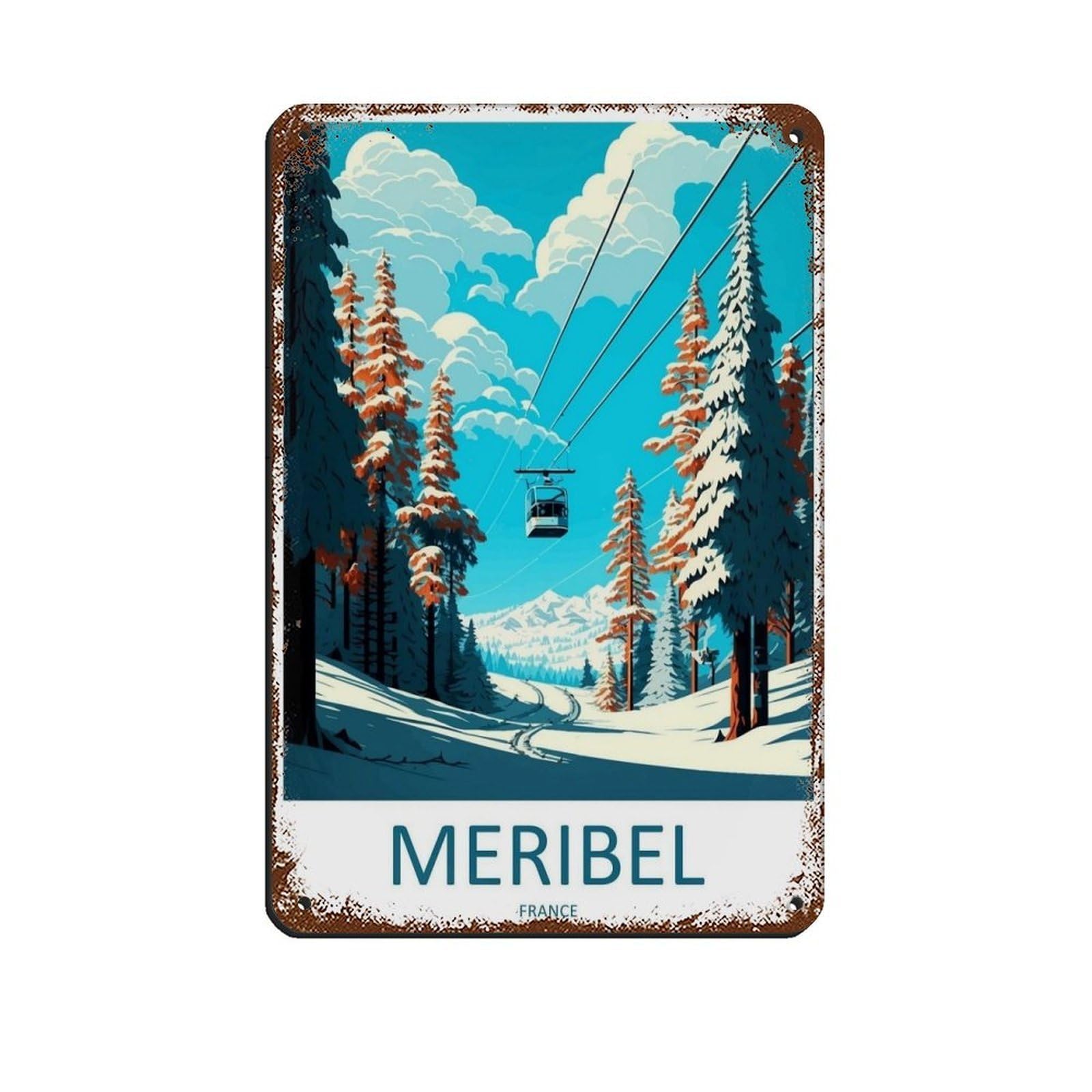 Megeve Travel Art Ski Art Lover Gift (89) Tin Sign Vintage Metal Pub Club Cafe Bar Home Wall Art Decoration Poster Retro 8x12inch(20x30cm)