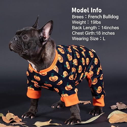 Miniatura 6 de KYEESE Pijamas suaves para perros, pijamas para perros pequeños, abrigo de terciopelo con dinosaurio elástico para mascotas, ropa cómoda, talla M