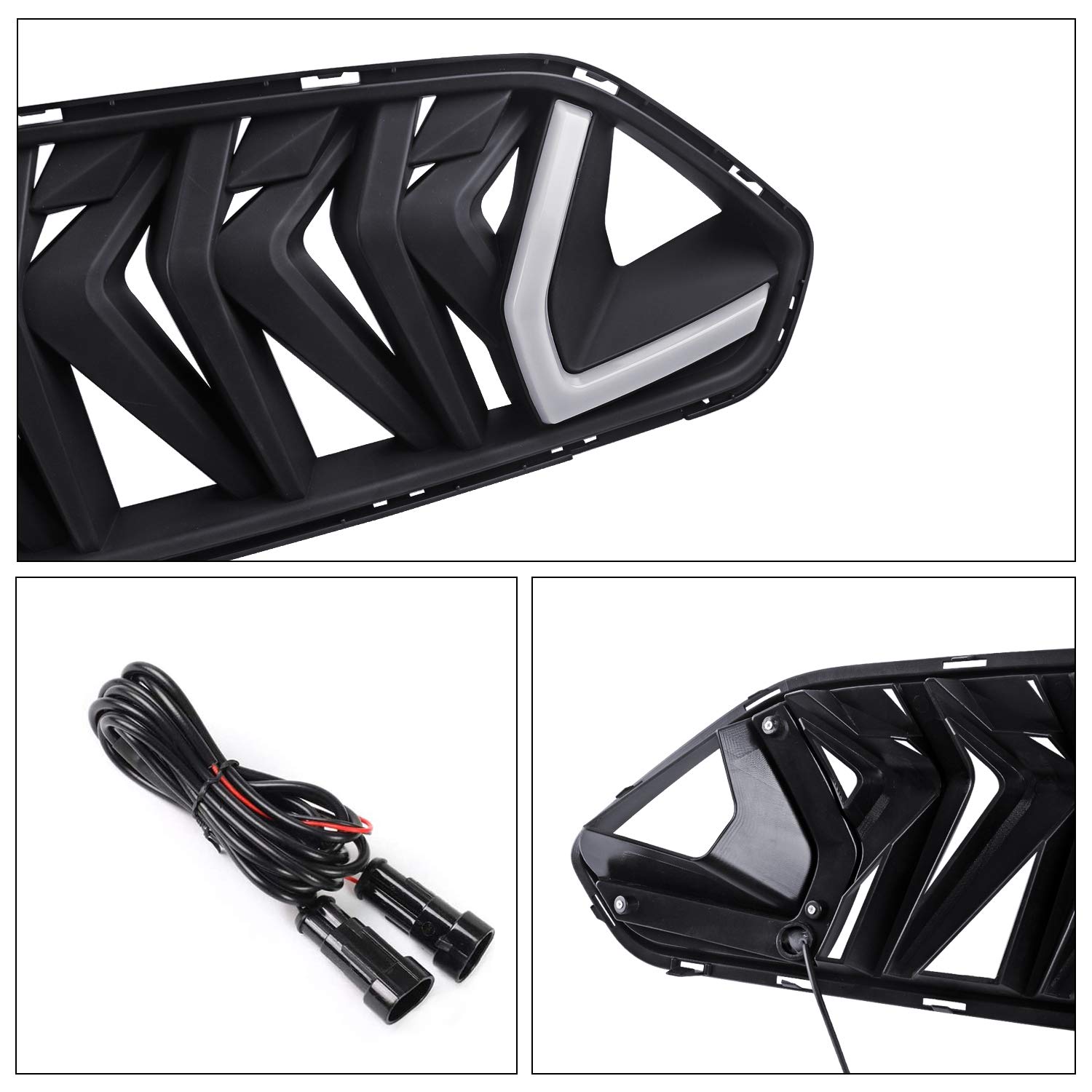 LED RTR Front Bumper Grill Grille for 2018 2019 2020 Ford Mustang w/LED