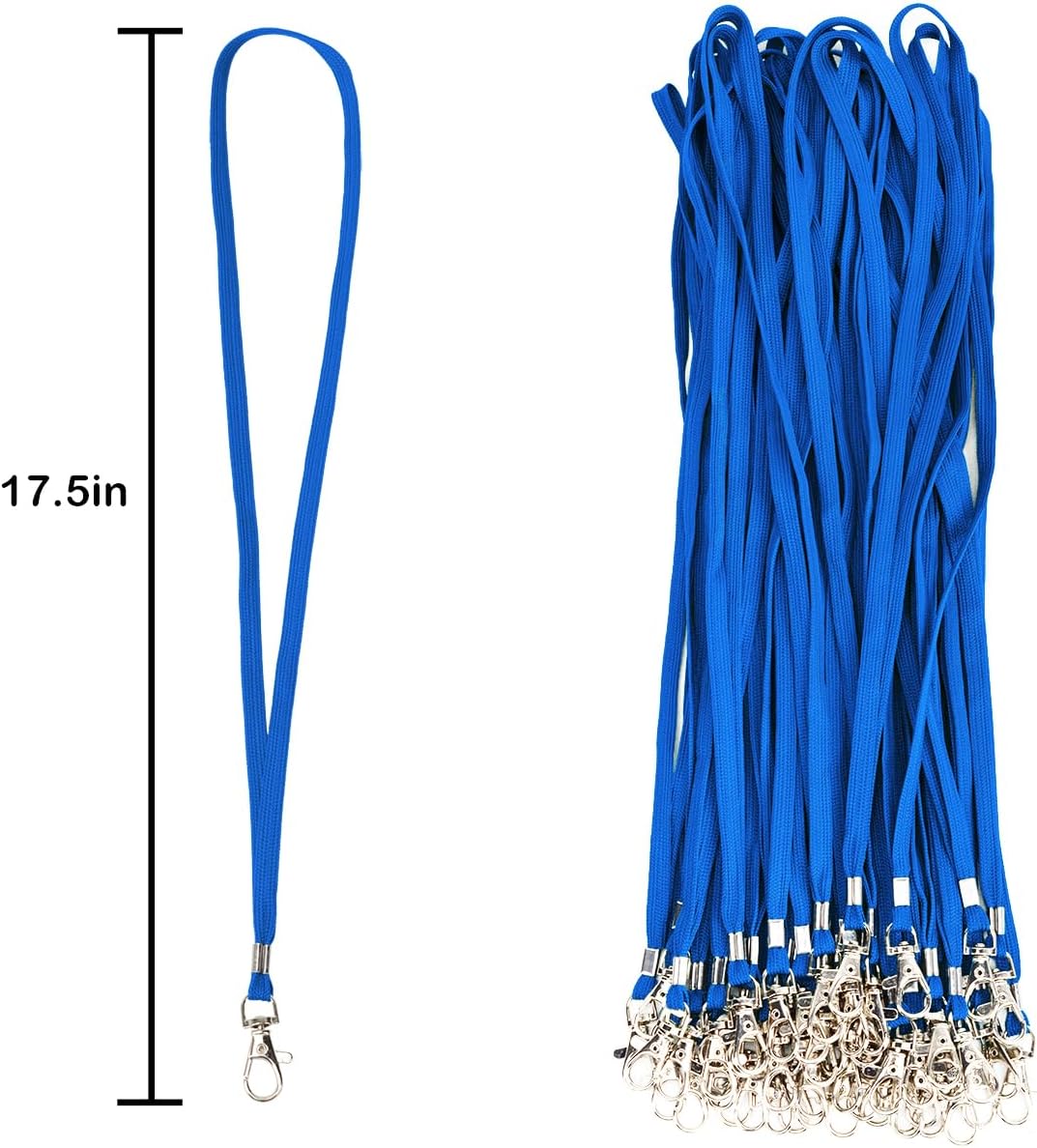 Blue Lanyards 50 Pcs Bulk Lanyard for Id Badges Flat Lanyard with Badge Clip Swivel Hook (50, Blue) - Image 4