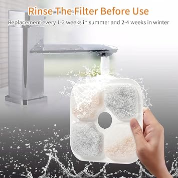 12pcs Cat Water Fountain Filter Compatible Catit PIXI Drinking Fountain | Activated Carbon Filters for Pet Fountain Replacement Filter with Triple Filtration System, Filtre Fontaine Chat