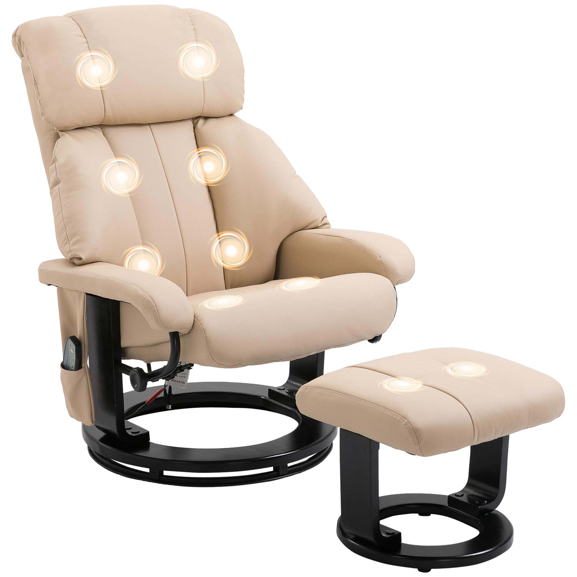 HOMCOM Massage Swivel Recliner Chair with Ottoman