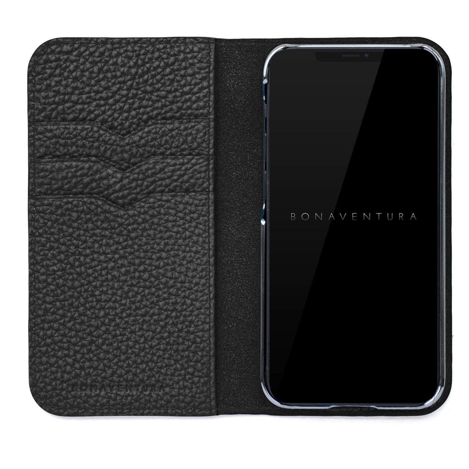 BONAVENTURA Diary Genuine Leather Case for iPhone 13 Mini - Black