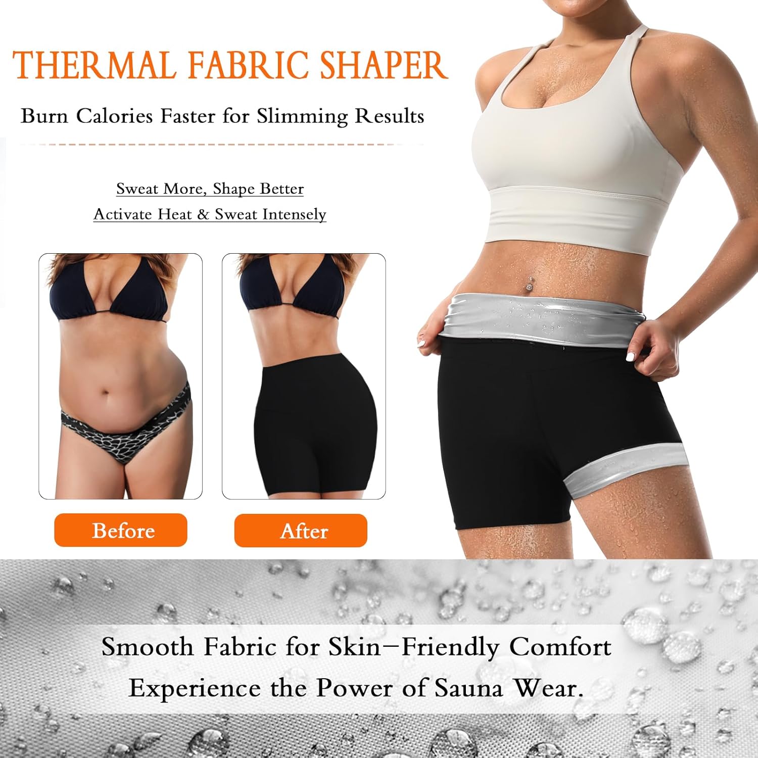 JBT Sauna Sweat Shorts for Women High Waist Slimming Compression Workout Pants for Thighs and Tummy Control - Image 4