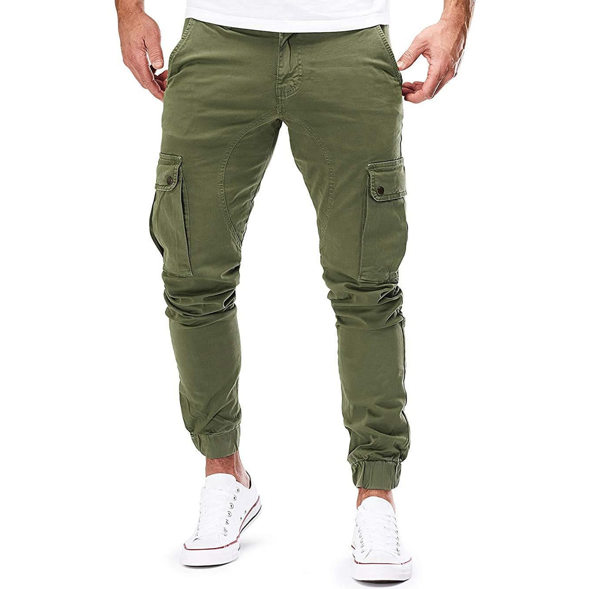 Relaxed Pants Tapered Sweatpants Slim Fit Casual Cargo Pocket Pant Casual Work Pants with Pockets (Green,XX-Large)