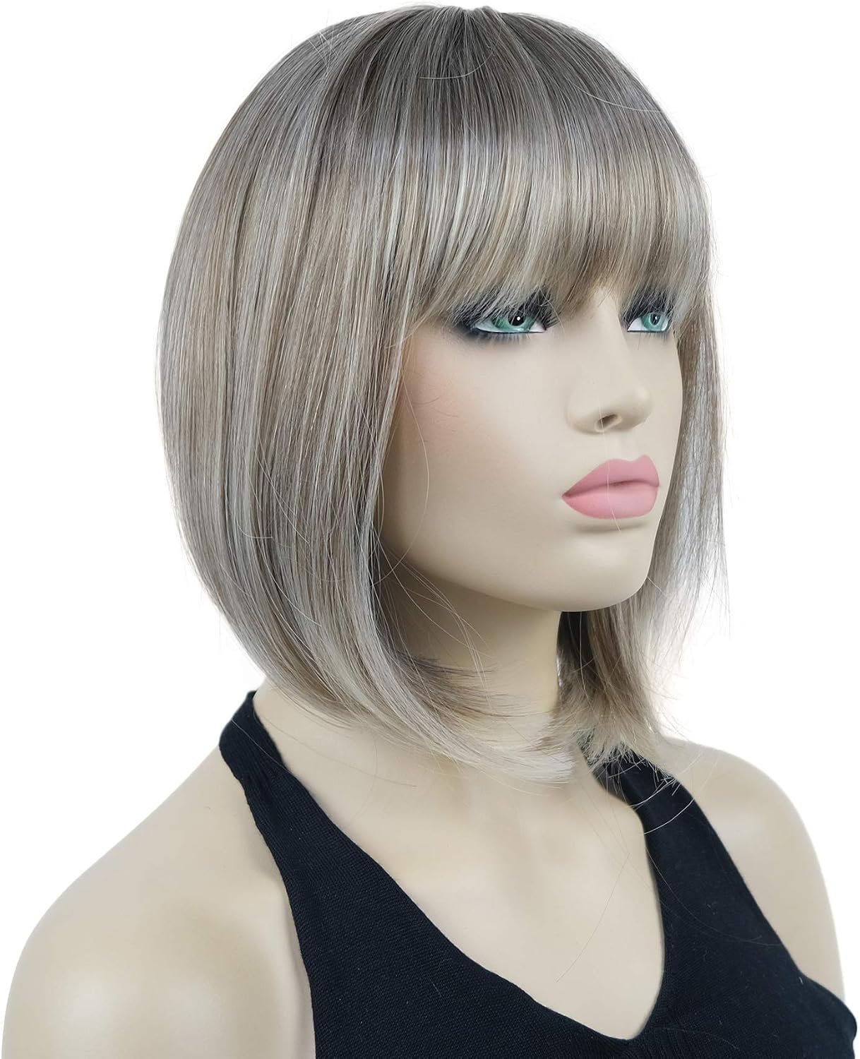 Lydell 10" Short Straight Bob Hair Wigs with Bangs Synthetic Hair Cute Wigs (230T), 55.88 cm - Image 3