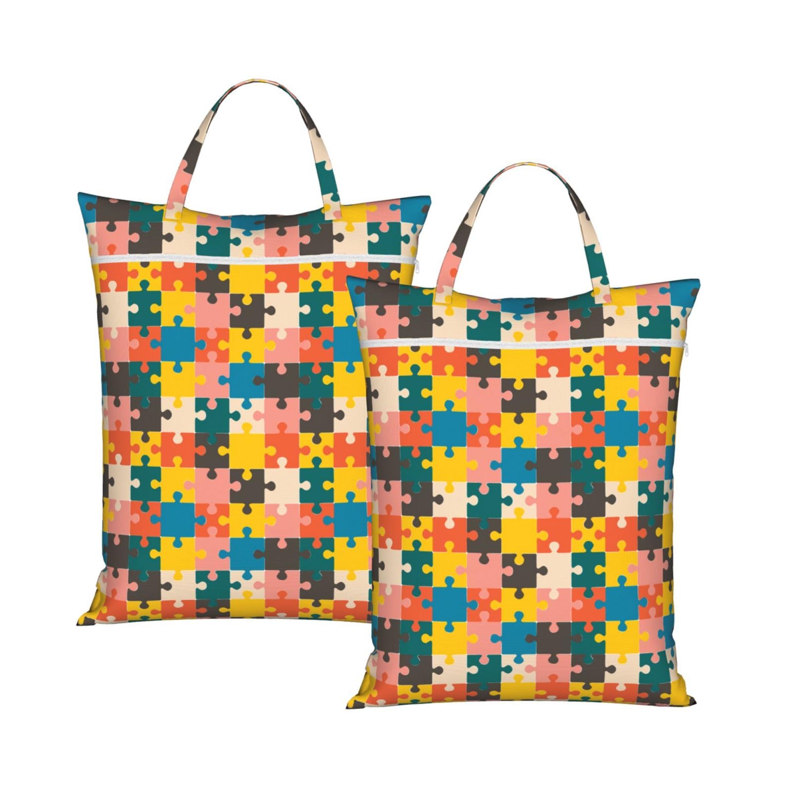 Cyanlit 2Pcs Autism Awareness Pattern 2 Pcs Large Travel Laundry Bags Waterproof Wet Dry Bag For Travel,Swimming