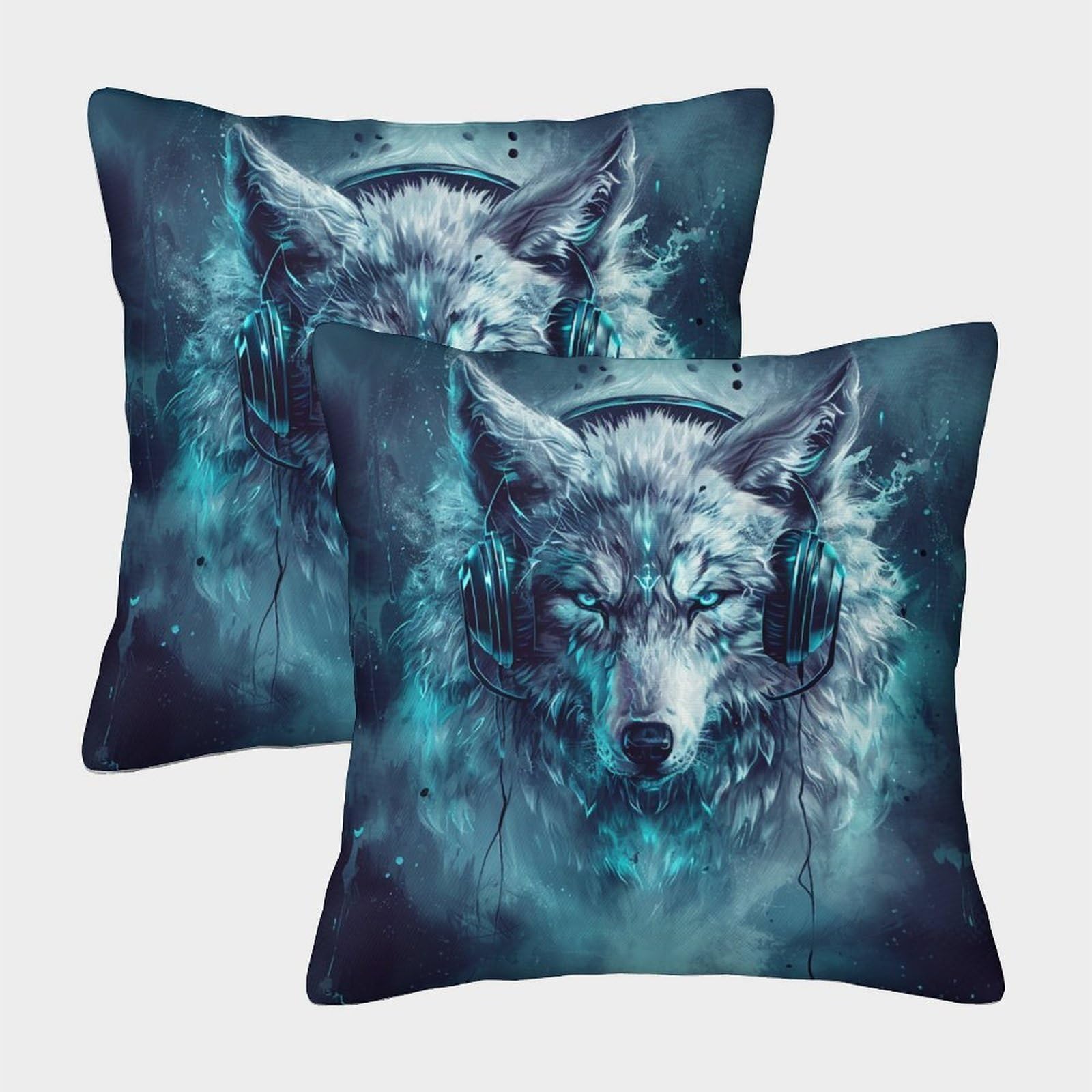 kaiyun 2 Pack Wolf Pillow Case 40x40cm 3D Printing Cushion Cover,home Decoration Sofa Cushion