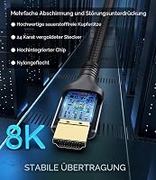 Adauxter HDMI 2.1 kábel 1,5m 48Gbps 8K 60Hz 4K 240Hz eARC 4