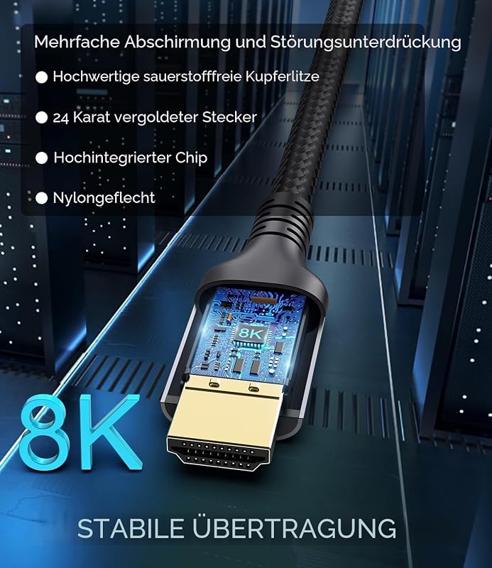 Adauxter HDMI 2.1 kábel 1,5m 48Gbps 8K 60Hz 4K 240Hz eARC