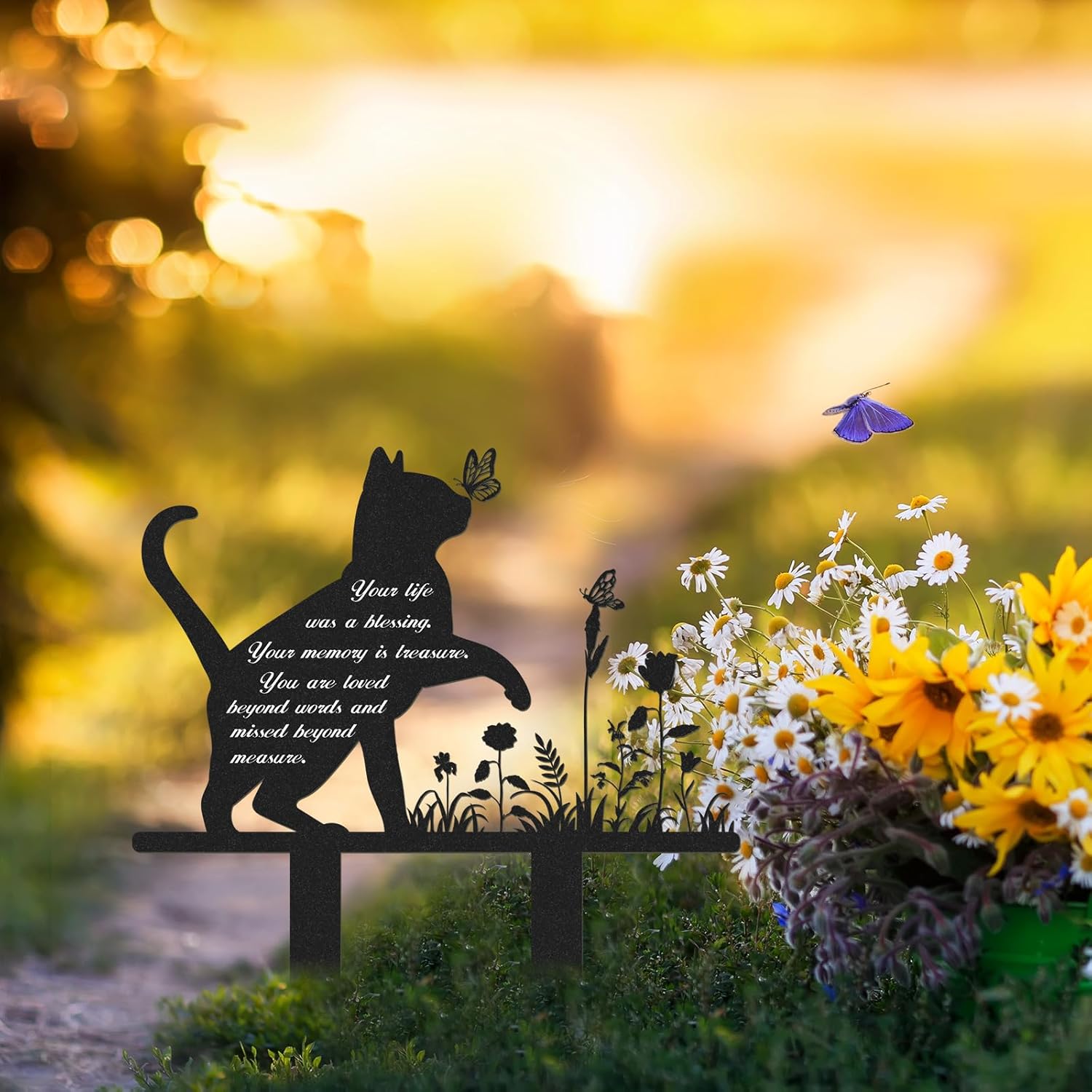 Memorial Pet Grave Markers, Metal Cat Garden Stake Plaque Cemetery Outdoors, Waterproof Pet Headstone Memorial(13.4 X 12 in) - Image 6