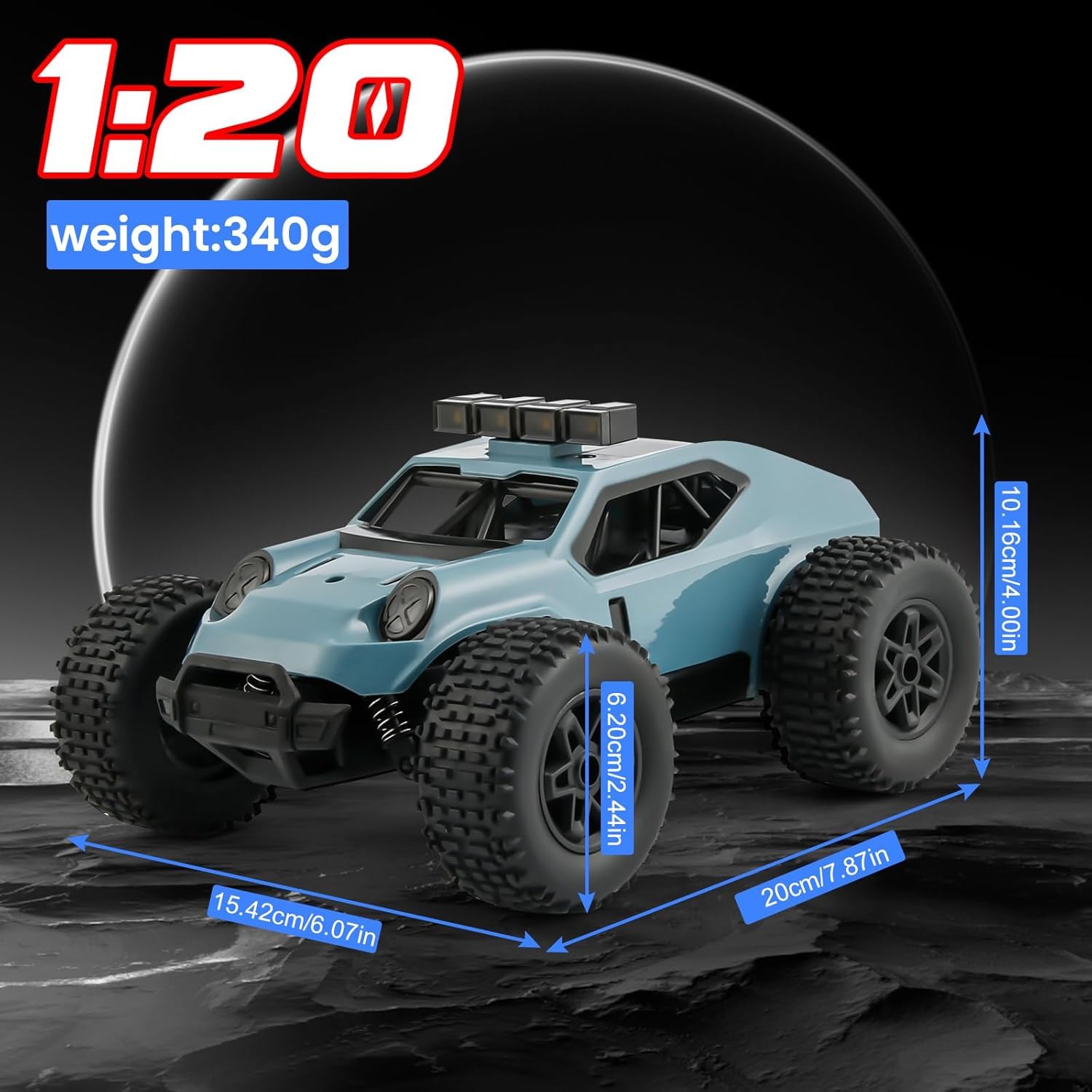 Comius Sharp Macchina Telecomandata，1/20 25km/H Macchina Radiocomandata Ad Alta Velocità, Fuoristrada A Trazione Integrale Con Luci A Led, Regalo Per Bambini Di 7-14 Anni(Blu)