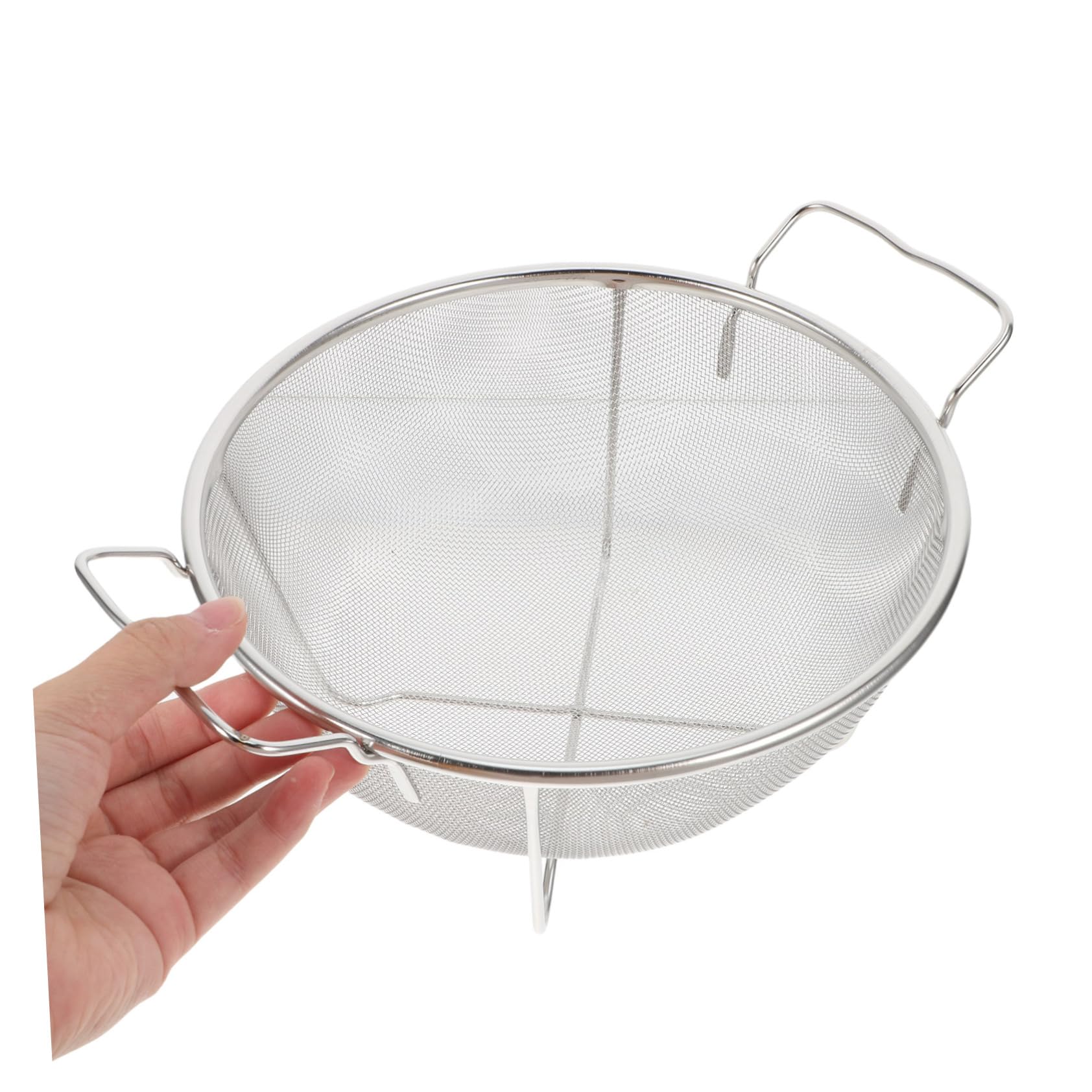 Colador de Arroz de Metal de Acero Inoxidable con Doble Asa Reforzada, Cedazo Microperforado y Fácil de Limpiar para Cocina y Fregadero