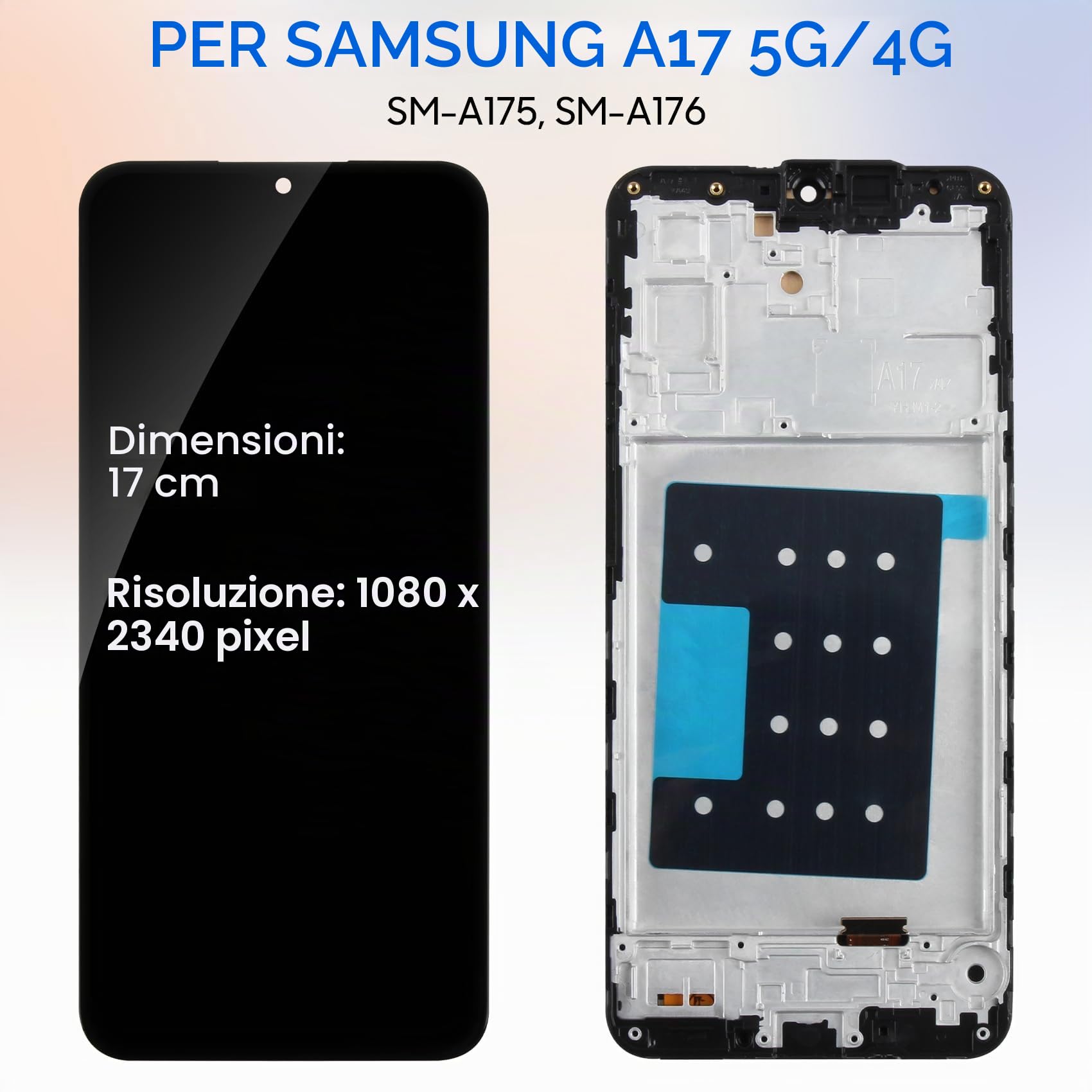 LADYSON Schermo LCD TFT per Samsung A17 5G/A17 4G Display LCD per Samsung Galaxy A17 SM-A175F SM-A176B SM-A176B/DS 6.7 Pollici Schermo di Ricambio Digitalizzatore Touch Assembly con Strumenti, Nero