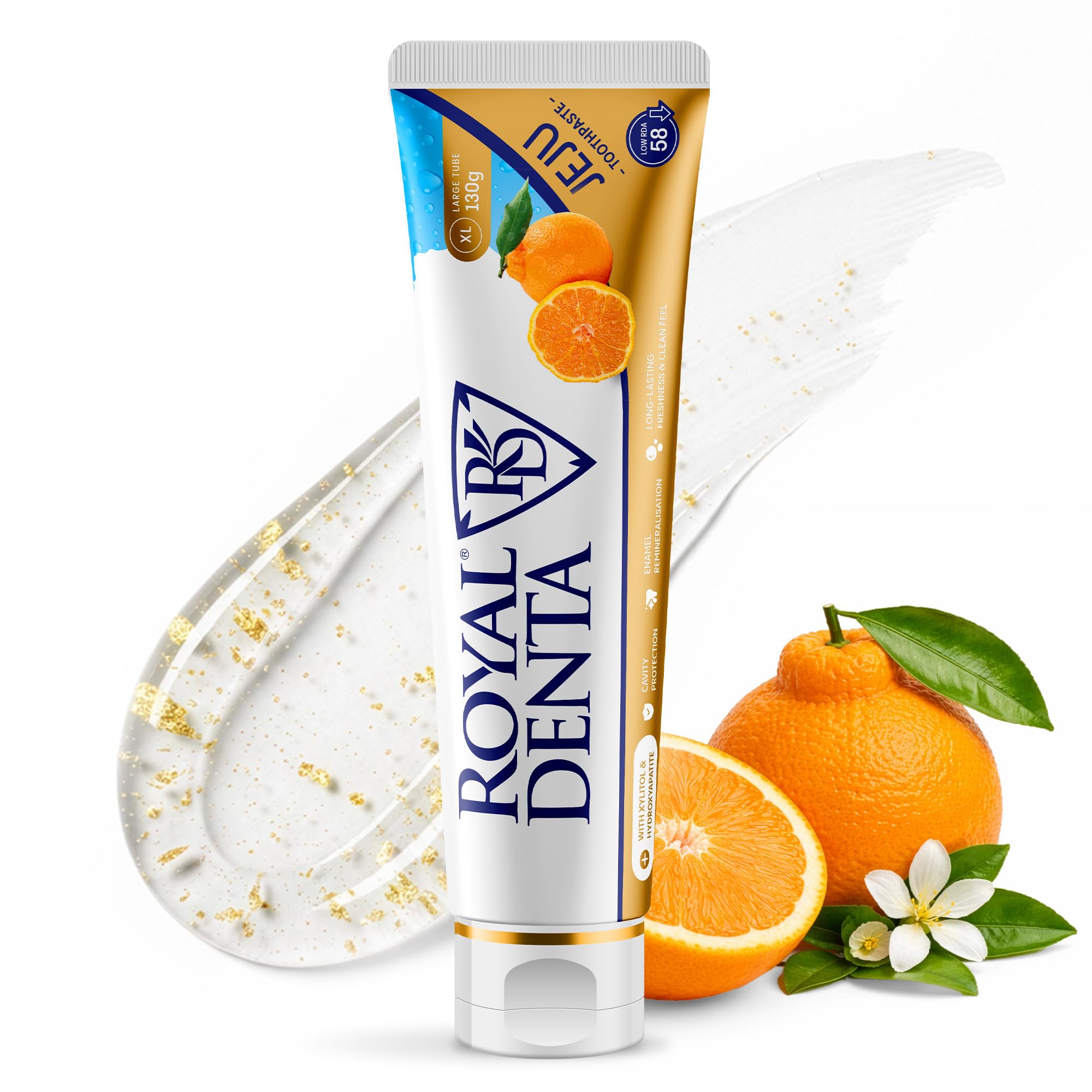 Hydroxyapatite Toothpaste for Adult & Kids 130g, Enamel Repair Remineralizing Toothpaste Gentle on Sensitive Teeth & Gum, with Xylitol, Fluoride & Infused with Gold Particles