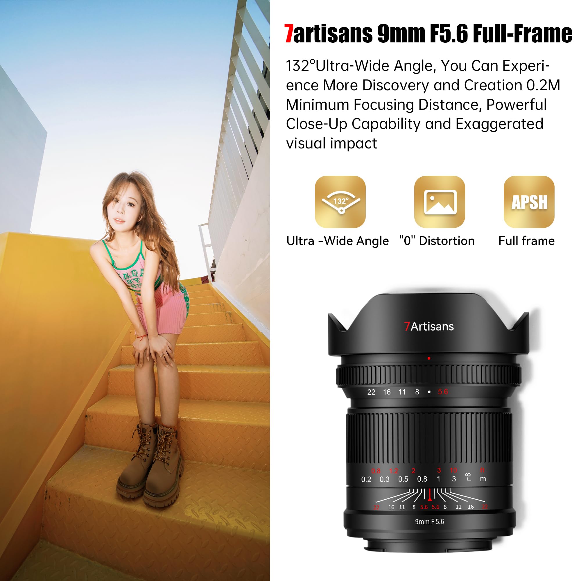 Amazon.com : 7artisans 9mm F5.6 Full-Frame 132°Wide-Angle