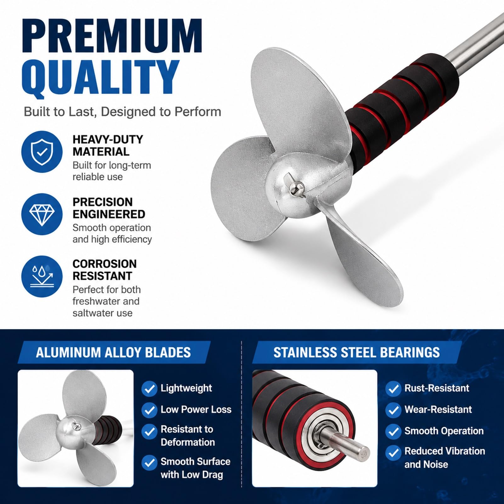Motore Fuoribordo Elica per Tavola da Paddle Gonfiabile con Supporto | Elica Alimentata da Trapano con Morsetto/Supporto, Tubo Galleggiante, Kayak, Kit Motore(Silver A,120cm/47.2in)