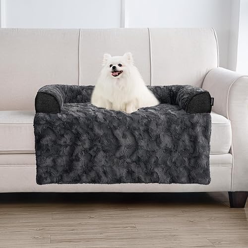 Miniatura 8 de blunique Sofá cama para perros grandes con espuma viscoelástica, cama impermeable de piel sintética para sofá, protector de muebles, cama relajante