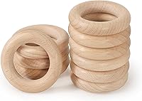 Vista 13 de FoDau770 5 anillos de madera de haya natural, anillos de madera maciza sin terminar, círculos de madera resistente, círculos de macramé