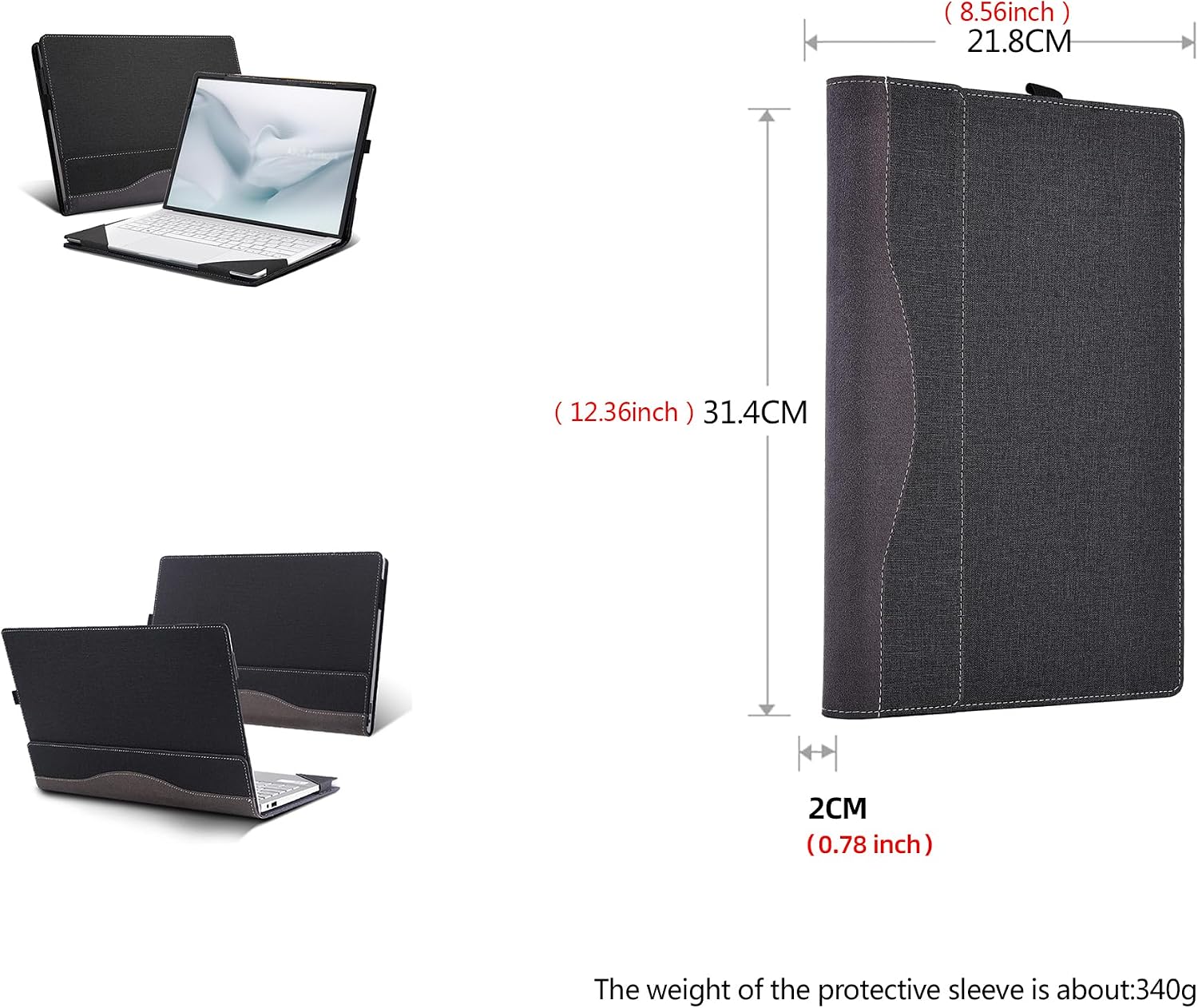 Laptop Case forASUS Zenbook S14 (UM5406 UM5406GA UX5406 UX5406SA UX5406AA) 14inch [Note Other Models] 2-in-1 PU Leather Protective Laptop Bag Detachable Shell (Dark Gray) image 2