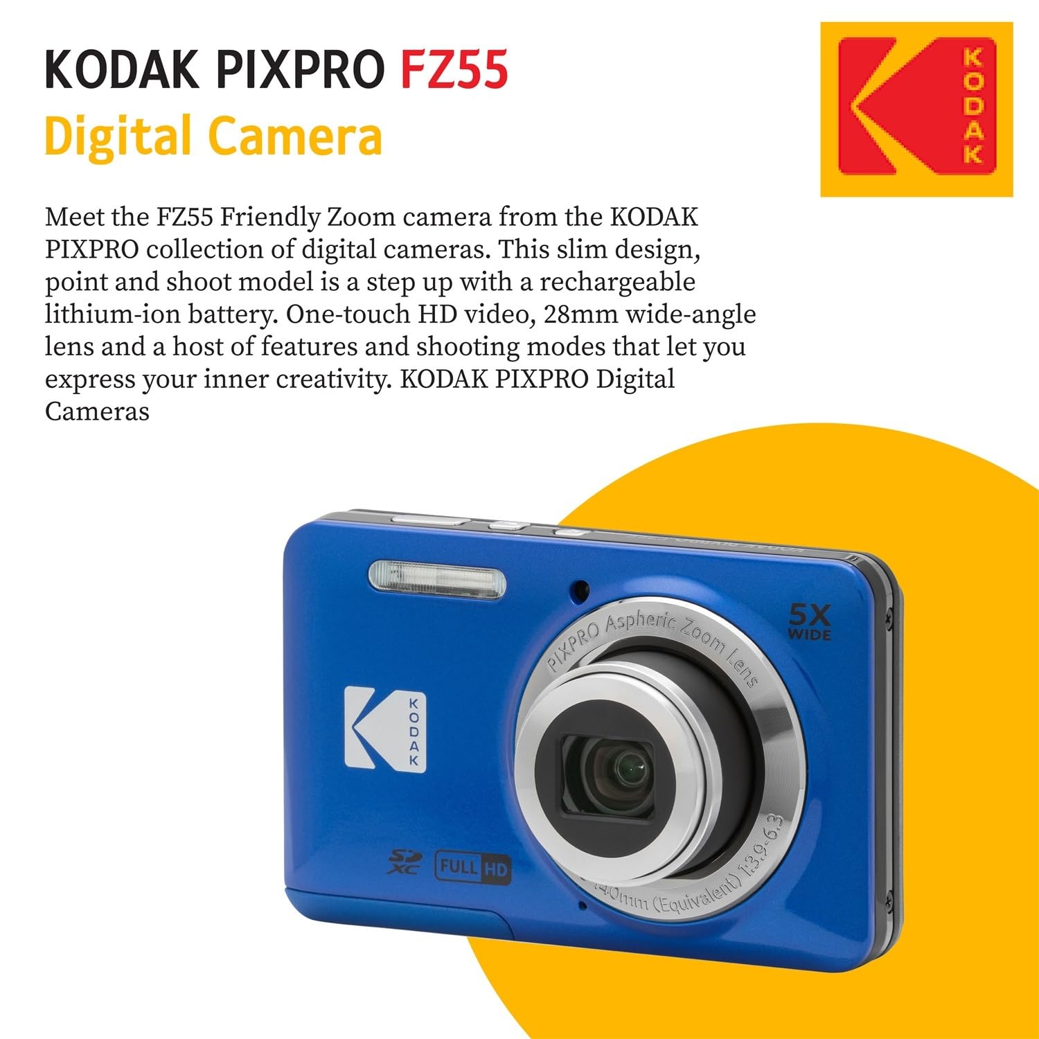 Amazon.com : KODAK PIXPRO FZ55 16MP Digital Point & Shoot Camera