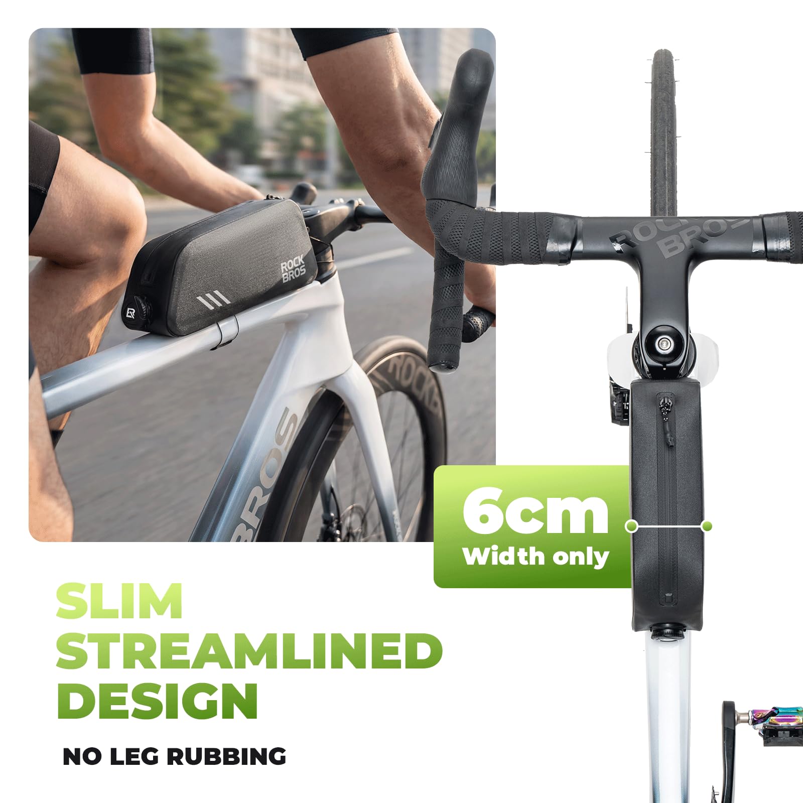 ROCKBROS Borsa da Telaio per Bicicletta 100% Impermeabile 0,9L