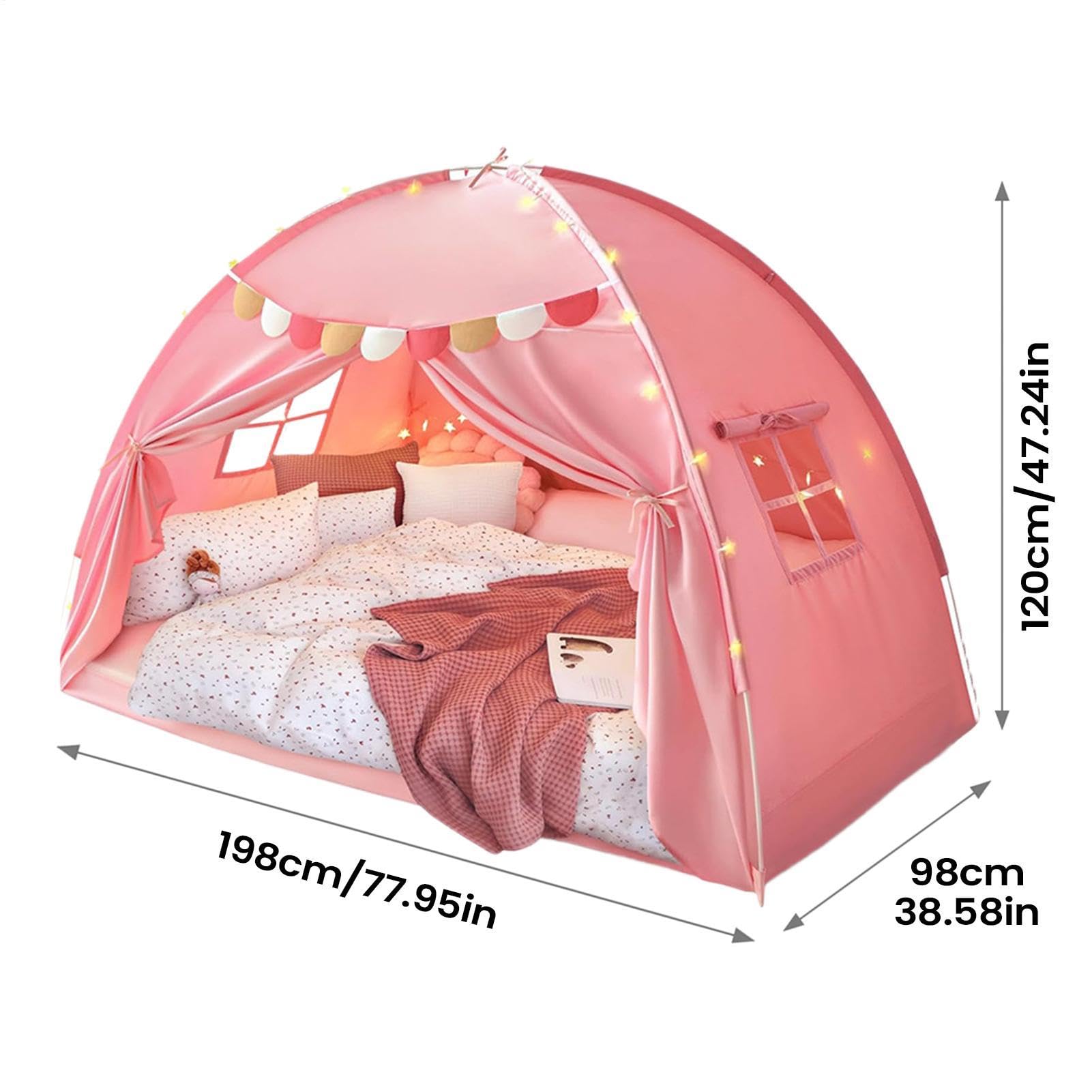 Tenda Bambini Con Baldacchino Spazio Privato Portatile Oscurante | Tenda per materasso singolo per il Soggiorno la Cameretta dei Bimbi il Giardino il Campeggio la Lettura il