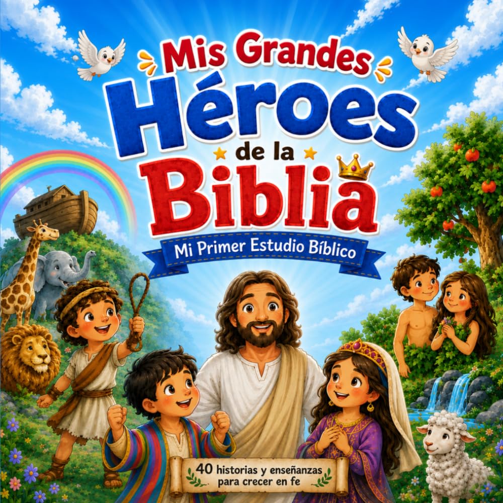 Mis Grandes Héroes de la Biblia: Mi Primer Estudio Bíblico Para Niños Con 40 Historias y Enseñanzas Para Crecer En Fe, y Valores Cristianos