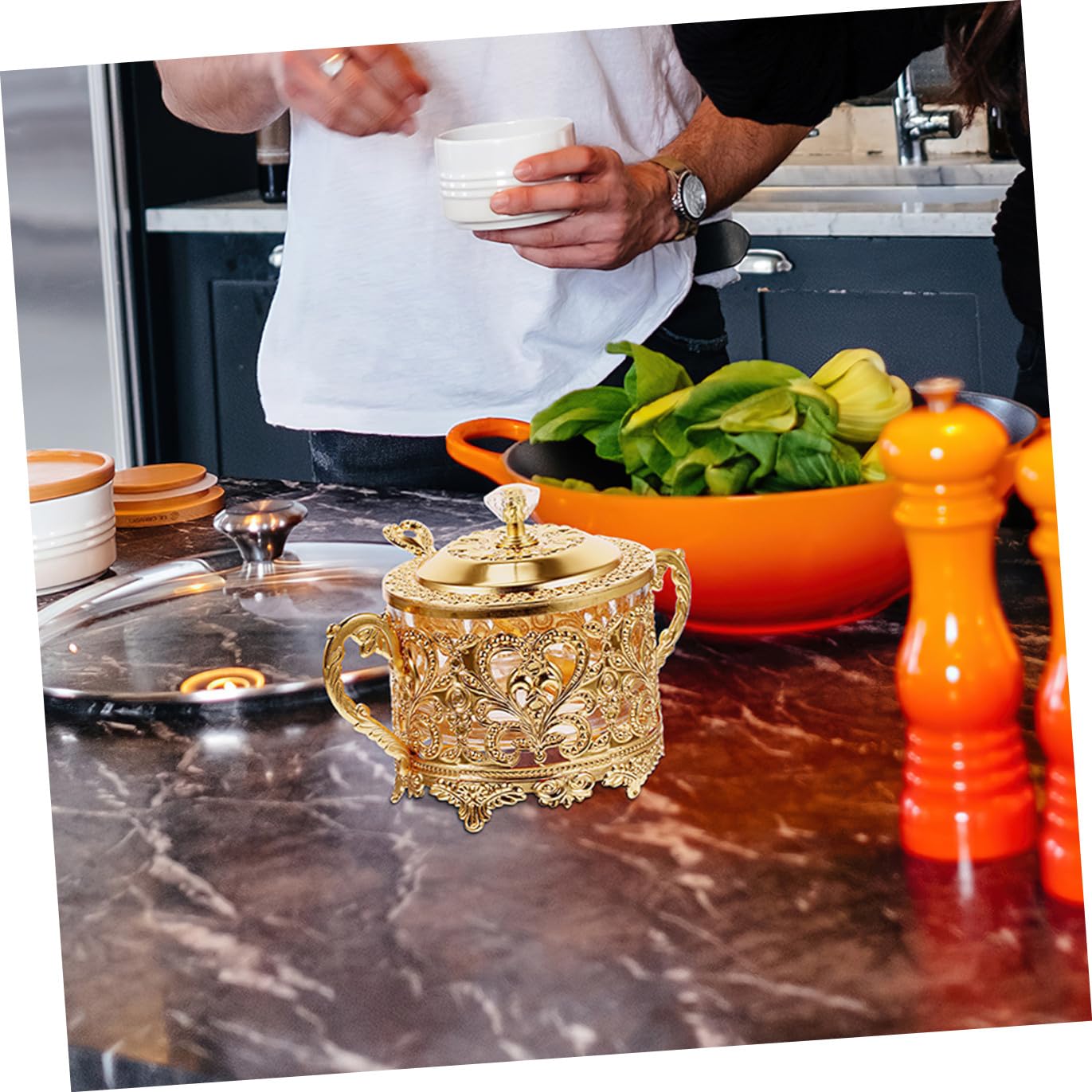 Artibetter 2 Stück Teiliges Gewürzglas mit Löffel und Deckel Stilvolle Vorratsdose aus Glas für Zucker Salz und Gewürze Praktische Küchenaufbewahrung als Geschenk und Dekorative Tischdose