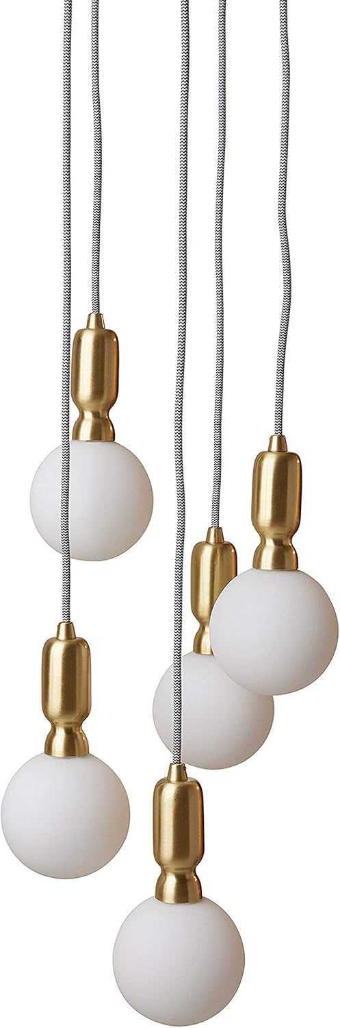 Authentic Crazy Deals Amazon Brand – Rivet Diana Modern 5-Globe Chandelier Ceiling Pendant, LED Bulbs Included, 65H, White and Gold