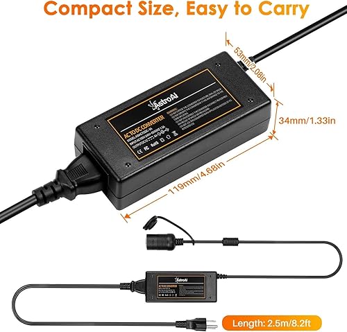 Miniatura 2 de AstroAI Convertidor de CA a CC 6A y cable de extensión para encendedor de cigarrillos