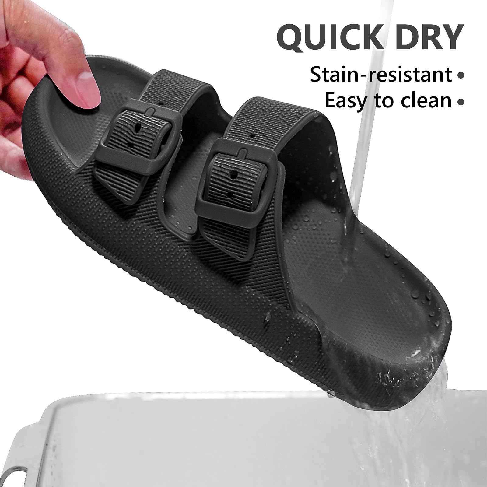 Sandales à nuages pour enfants Sandales plates EVA à double boucle ajustable pour garçons et filles Chaussons d'été Chaussons de douche, de plage et de piscine