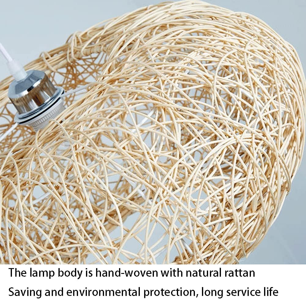 Generico Lampada a sospensione in vimini, lampada a a forma di gabbia a nido d'uccello, 19,7 pollici, a in rattan creativa, lanterna intrecciata, luce a for isola cucina, ristorante