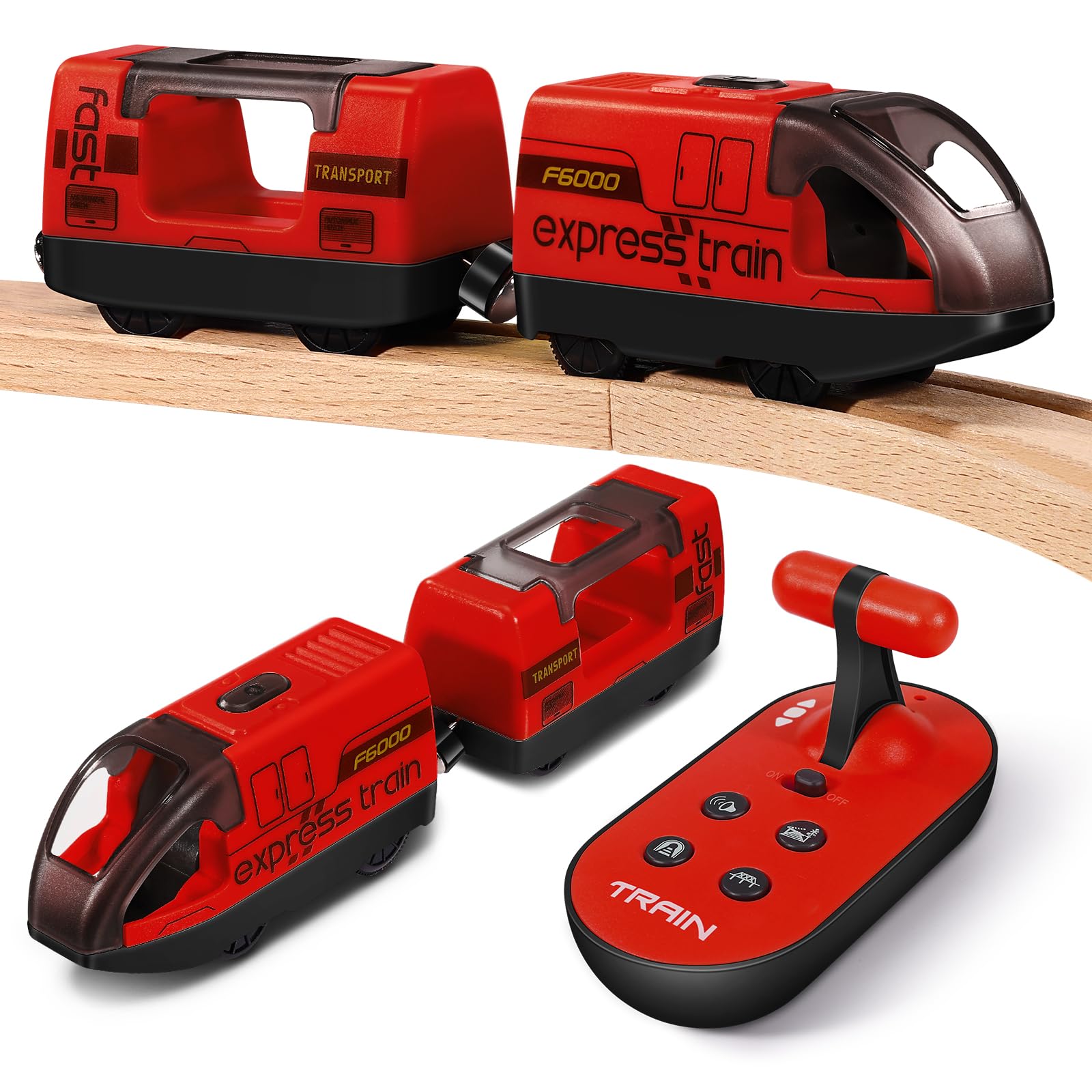 1 Set Trenino Elettrico per Bambini, Locomotiva ad Azione a Batteria con Telecomando, Connessione Magnetica, Giocattolo Compatibile con Brio, Thomas, Chuggington, Età 3+