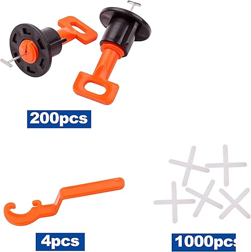 Miniatura 6 de Kit de Sistema de Nivelación de Azulejos con 200 Niveladores de Azulejos y 4 Llaves Especiales y 1000 Separadores de Azulejos de 2mm
