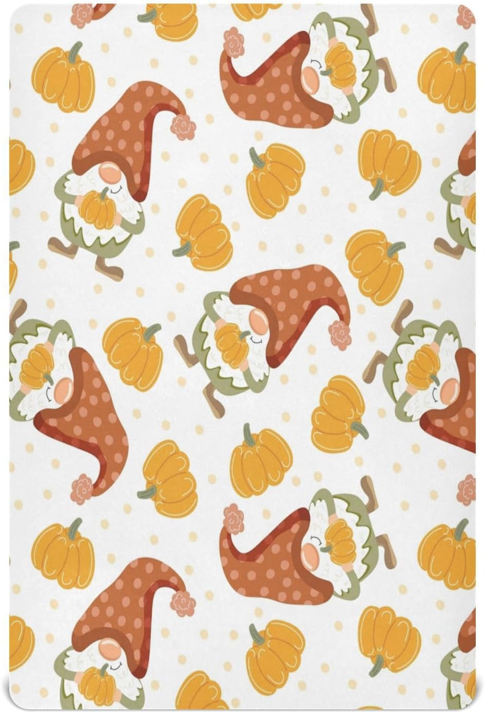 Kcldeci Crib Sheets for Baby Boys Funny Gnomes Autumn Theme