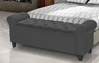 Baú Divã Paris Capitonê 130cm Para Cama Casal (Cinza)