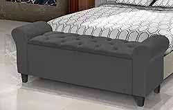 Baú Divã Paris Capitonê 130cm Para Cama Casal (Cinza)