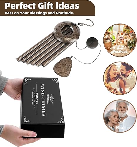 Miniatura 6 de FSVGYY Campanillas de viento para exteriores, tono profundo, grandes tonos melódicos relajantes, campanillas de viento para exteriores, campanillas