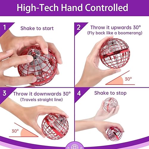 Miniatura 5 de Bola de orbe voladora para niños de 6, 7, 8, 9, 10 y 12 años en adelante, bola giratoria mágica voladora iluminada, para interiores y exteriores,