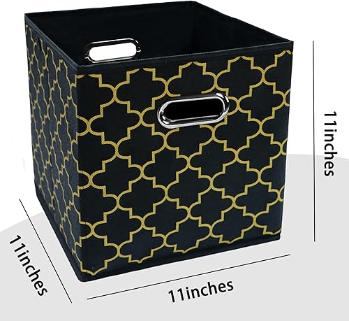 Vista 131 de Cubos de almacenamiento plegables negros, caja de almacenamiento de tela, cestas organizadoras con asas dobles para organizador del hogar