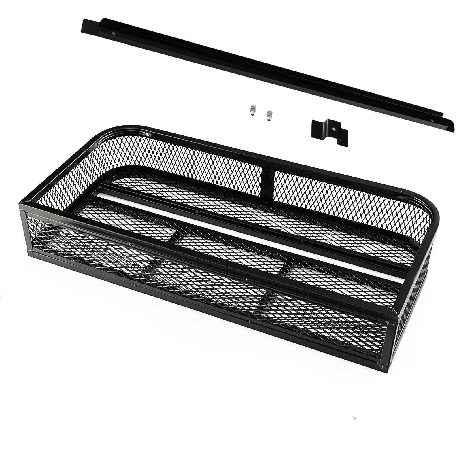 SOARS Cestino portaoggetti 92 x 44 x 16,5 cm, porta bagagli anteriore in metallo, verniciato a polvere, design a maglia pratico, carico massimo 25 kg, per auto e tutti i terreni