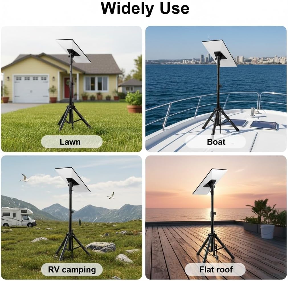Adjustable Tripod Stand Compatible with Starlink Gen 3, Height Adjustable Antenna Tripod with Mount Adapter, 90° Tilt Angle Pipe Adapter, Stable Outdoor Use (Black)