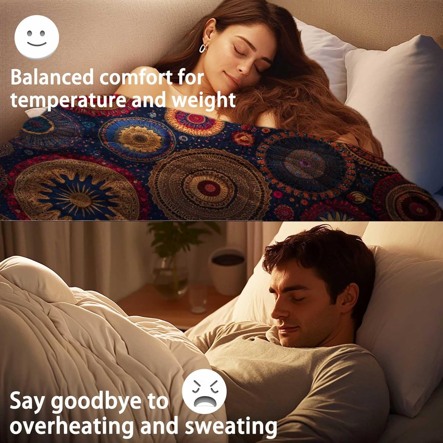 Colorful Bohemian Printed Blanket for Women Men, Mandala Circular Patterns Soft Lightweight All Season Throw for Home Decor, Couch, Bed, Camping, Travel, 40x50 Inches - Image 6