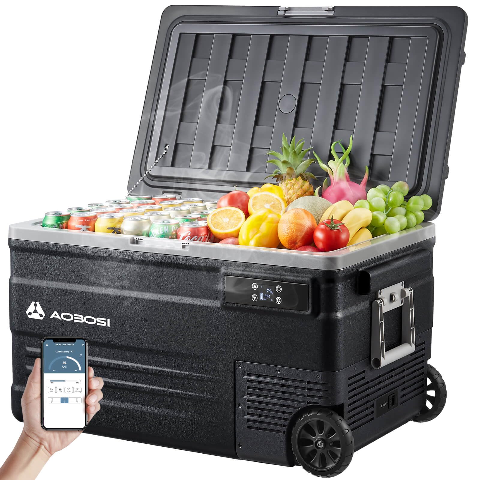 AAOBOSI Glacière à Compresseur 74L, Glaciere Électrique -20℃ à 20℃, APP&Bouton Contrôle, - Guide 360