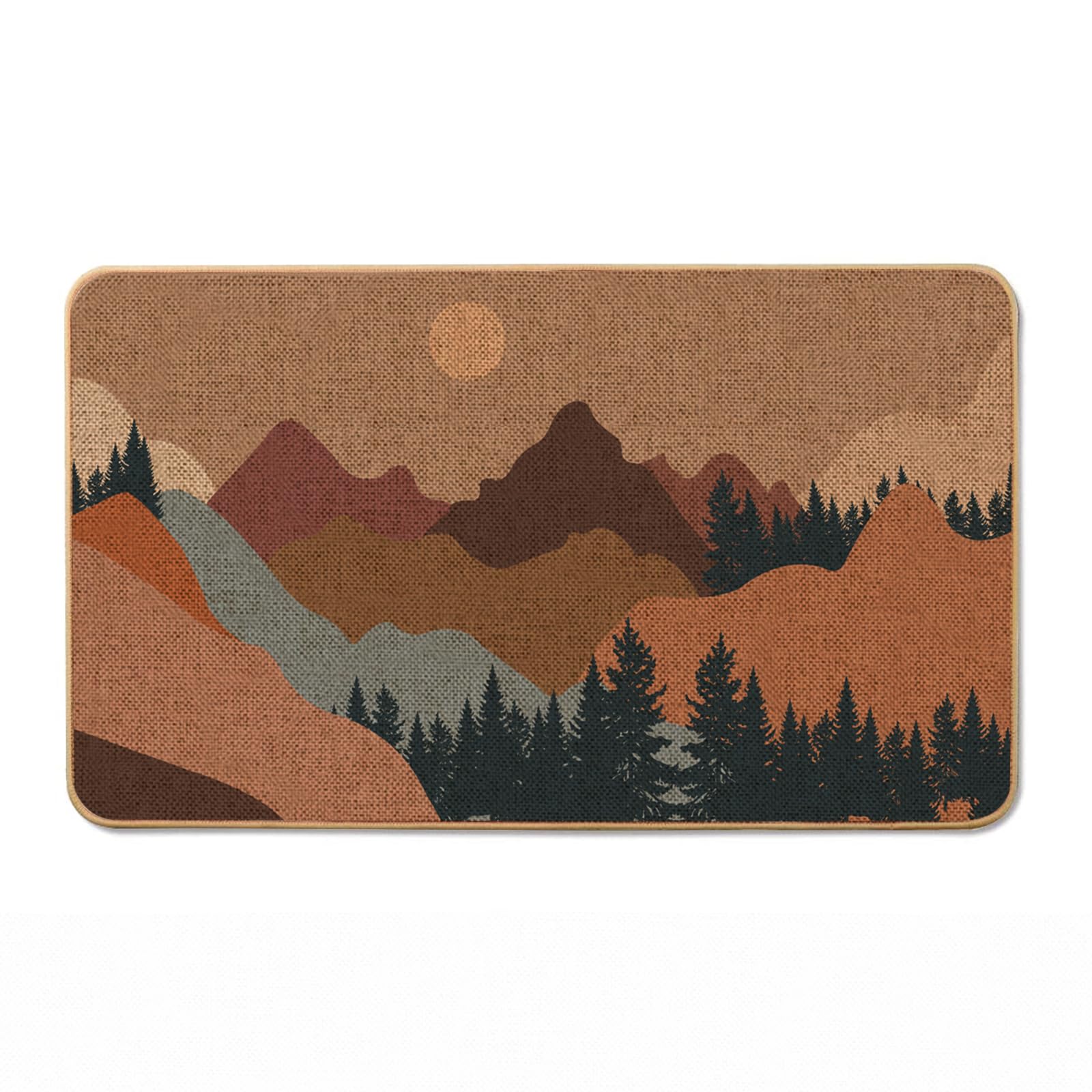 Gelasgo Scenic Mountain Washable Door Mat Indoor - Machine Washable, Non-Slip, Ultra Thin Doormat for Front/Back Door, Kitchen, Pets (43x75cm)