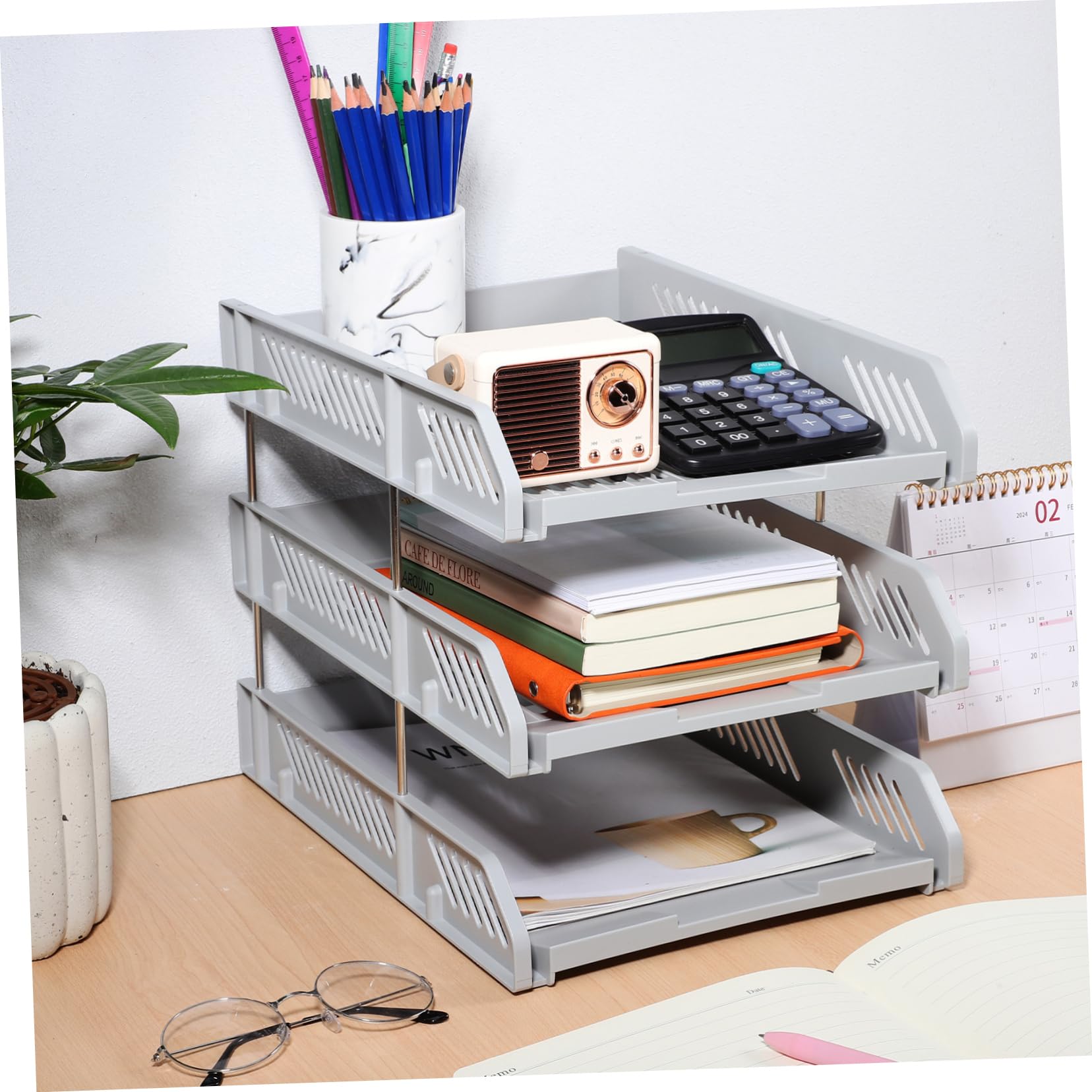 Organizador de Plástico Archivos de Varios Horizontal de Niveles