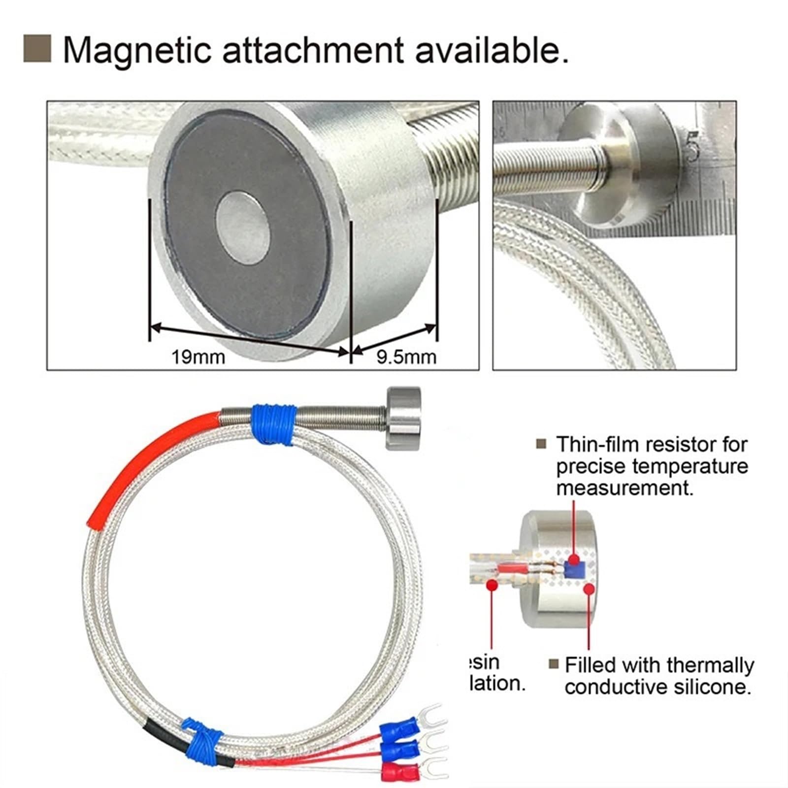 Magnetischer RTD PT100 Sensor Temperatur 1St(2m)