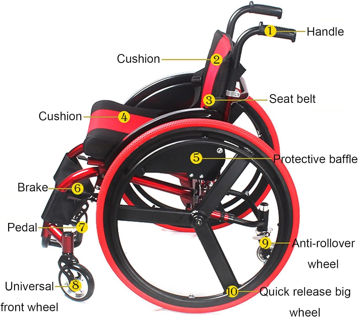 Silla de Ruedas Deportiva Ligera, Silla de Ruedas Manual, Ligera Plegable, Andador Autopropulsable, Silla de Ruedas Plegable