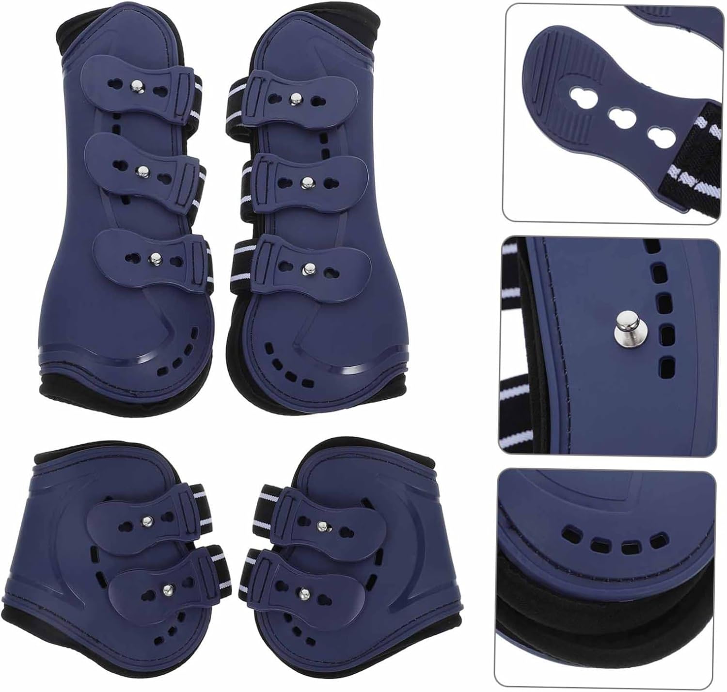 4pcs Horse Leg Guards Pu Shell Boots for Jumping Trail Riding Breathable Mesh Design Protective Tendon Fetlock Support